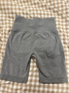 Gray Kids Ribbed High-Waist Bike Shorts